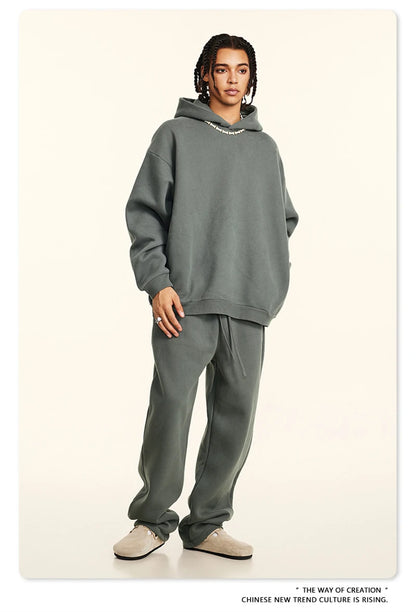 ZODF New Winter Men Solid Fleece Hoodies Unisex Women 345gsm Loose Warm Side Zipper Pocket Hooded Pullovers Brand Clothes HY0867