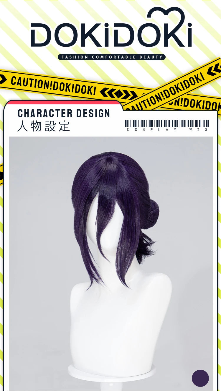 IN STOCK Makimaa Denjii Rezee Wig Anime Cosplay Dokidoki Women 35cm Purple Hair Rezee Cosplay Choker Demon Free Wig Cap