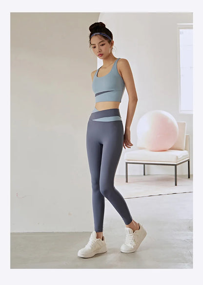 Two Piece Women’s Yoga Sportswear Set – Gym Leggings with Bra and Shorts for Fitness Workout