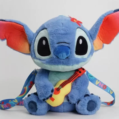 27CM Lilo and Stitch Backpack Cartoon Disney Plush Toy Anime Stuffed Kawaii Soft Stich Doll Plushie Kids Bag Birthday Xmas Gifts
