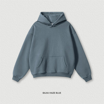 ZODF New 2024 Autumn Winter Men 345gsm Fleece Hoodies Unisex Women Relax Fit Warm Solid Hooded Pullovers Sweatshirts HY0863