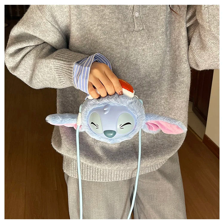 New Disney Stitch Cartoon Plush Backpack Cute Winter Gift For Girls Stuffed Animal Toy Plushie Bag Kids Carry-On Satchel