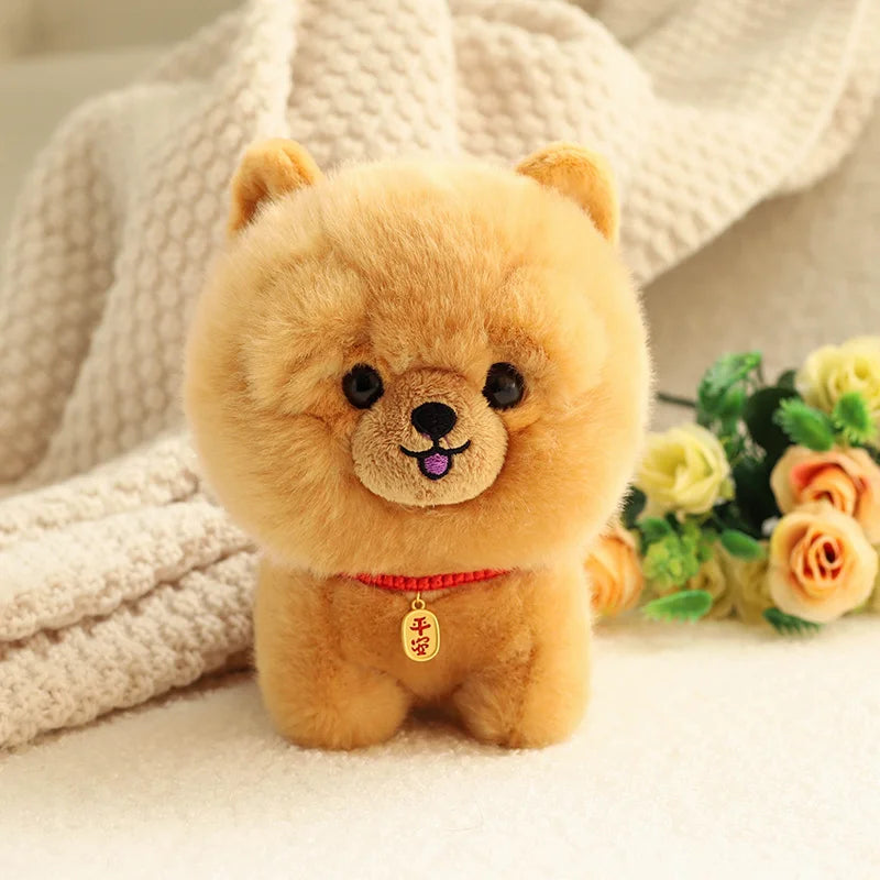ZU Kawaii Teddy Pets Lifelike Fluffy Puppy Soft Doll Cute Small Chow Pomeranian Corgi Yorkie Dog Plush Toys Gift For Girl