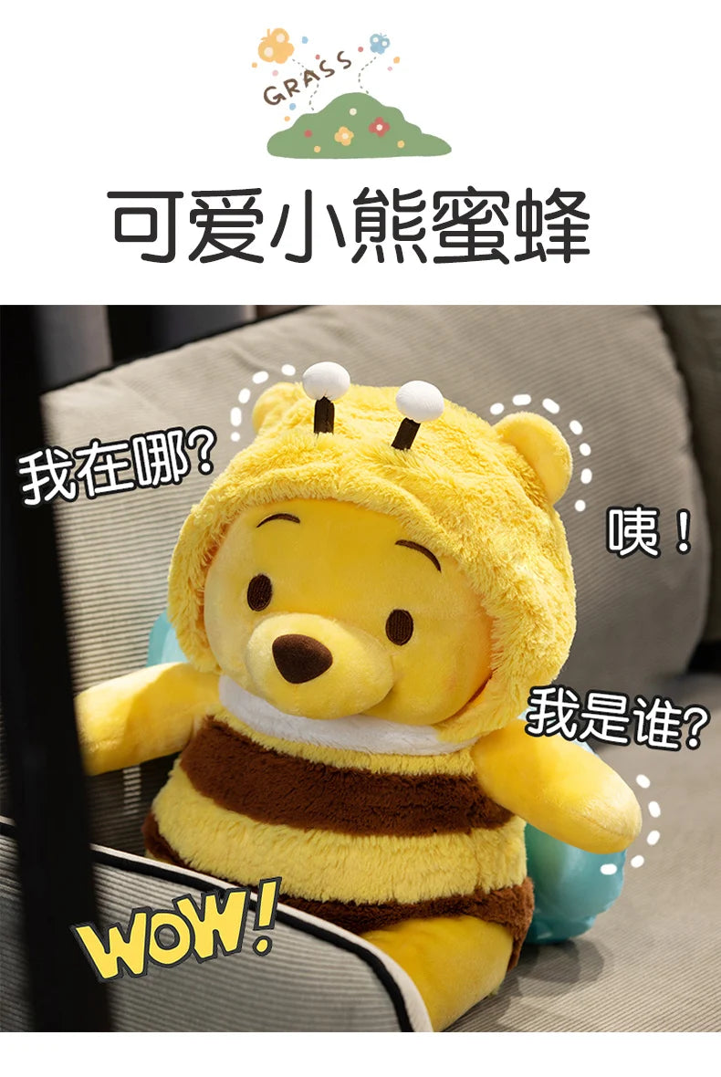 50cm Genuine Disney Bee Winnie The Pooh Plush Toys Pillow Kawaii Anime Bear Stuffed Doll Toys For Children's Birthday Xmas Gifts