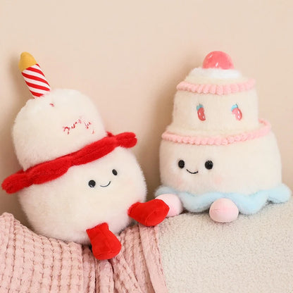 30cm Kawaii Soft Birthday Cake Plush Pillow Cute Cream Bear Strawberry Cake Stuffed Toy Huggable Pillow Cushion Nice Gift