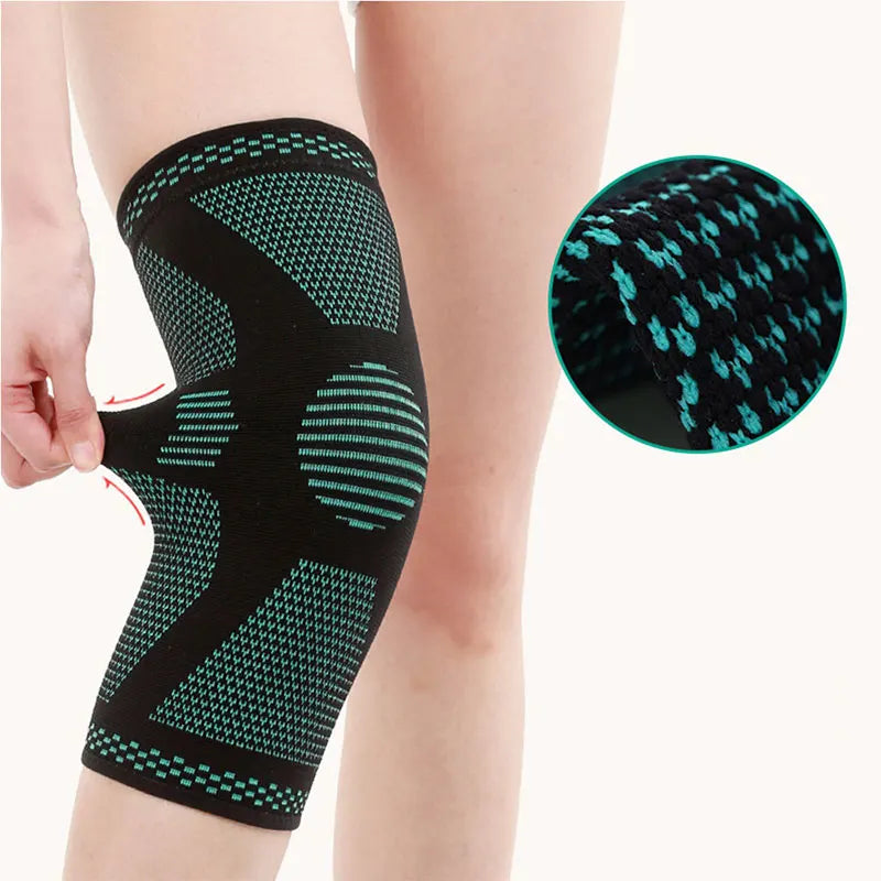 Skdk 1pc Elastic Gym Knee Pad Sports Safety Brace Patella Support for Running Basketball Volleyball Tennis - BLACK / M