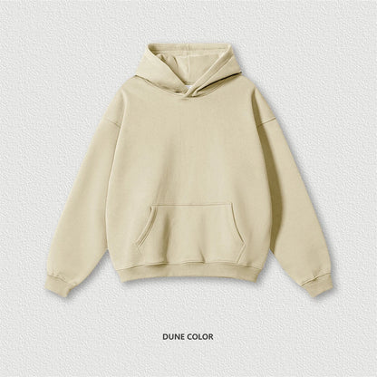 ZODF New 2024 Autumn Winter Men 345gsm Fleece Hoodies Unisex Women Relax Fit Warm Solid Hooded Pullovers Sweatshirts HY0863