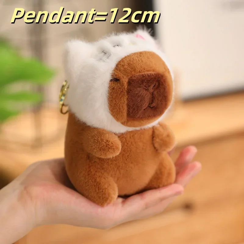 Capybara Soft Doll Cute Stuffed Capibara Anime With Pikachu Stitch Kuromi Hat Toy Kawaii Plushie Xmas Gift for Girl Friend