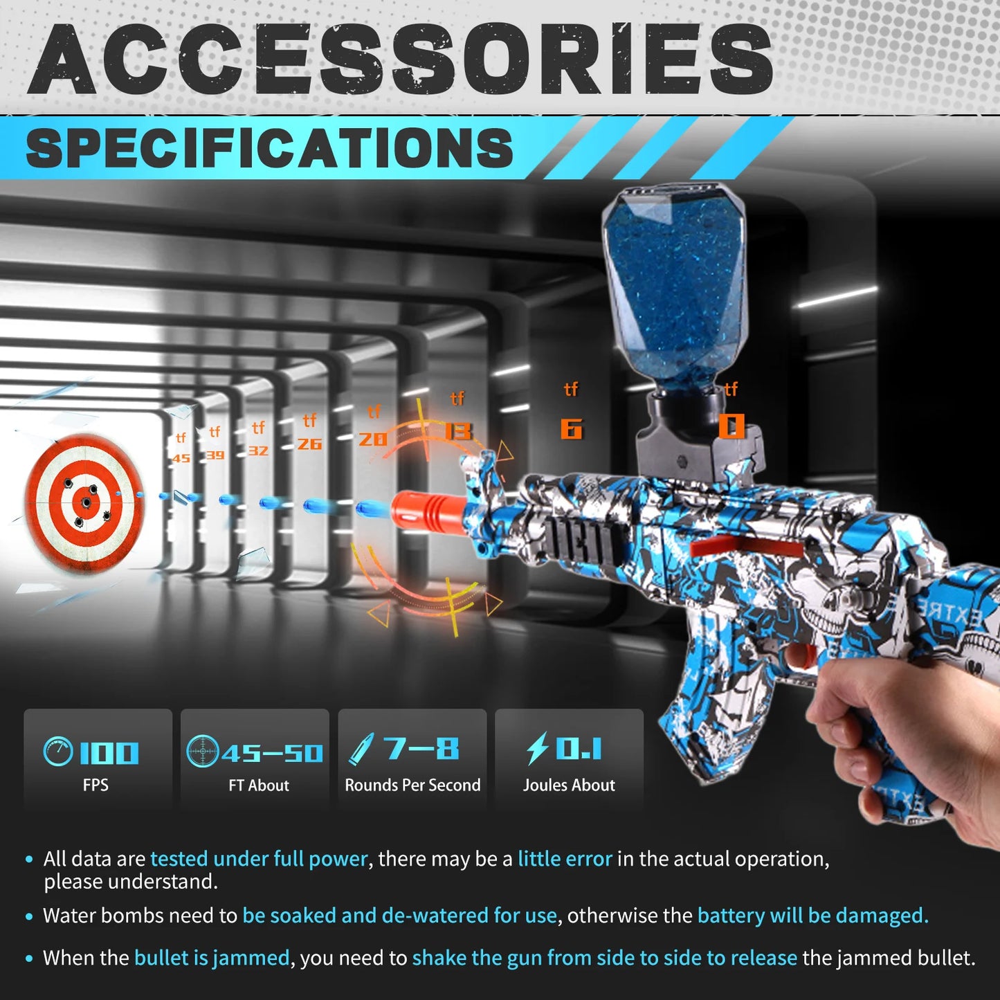 Yuizukeot Gel Ball Blaster 2-Pack ABS Plastic Electric Gun - Blue