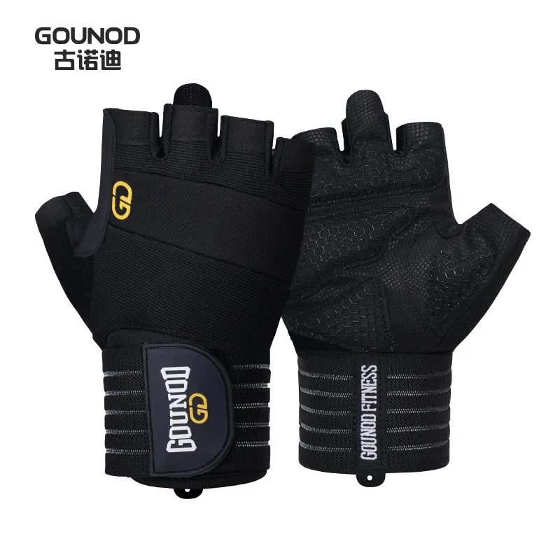 Gounod Weightlifting Gloves with Wristband Support – Breathable Anti-Slip Gym for Bodybuilding Powerlifting and Fitness