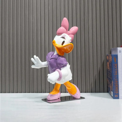 Disney Anime Figuras Donald Duck Daisy Statue Cartoon Cute Resin Model Crafts Desktop Decor Disney Toys for Kids Sculpture Gift