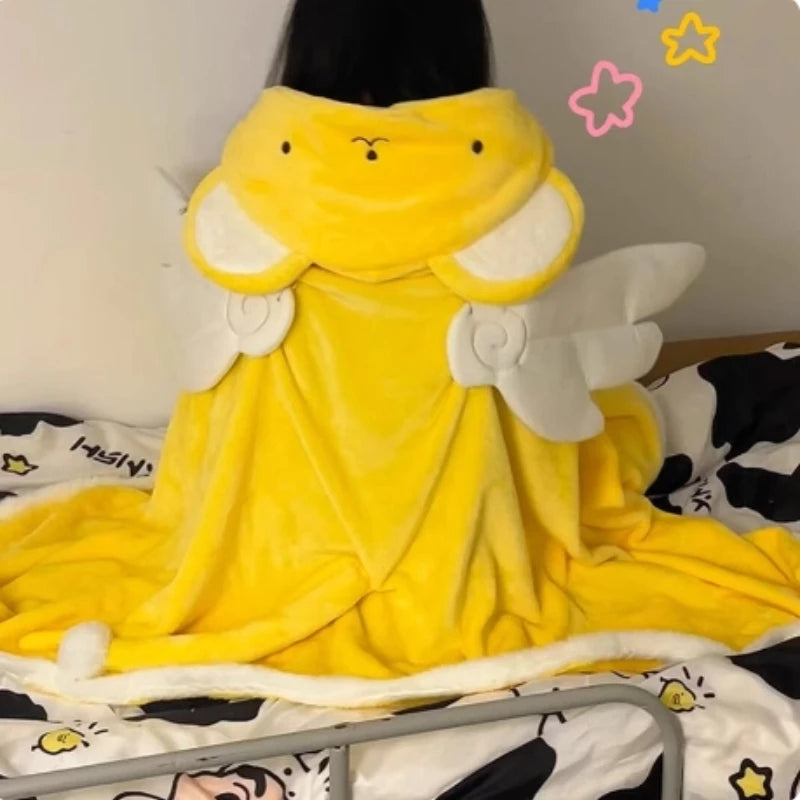 Anime Peripheral Cardcaptorsakura Kerberos Office Nap Blanket Pillow 2-In-1 Cape Cover Blanket Autumn And Winter Thick Blanket