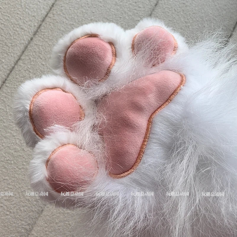 Anime Cute Cat Claw Glove Plush Toy Turn Into Cat Cosplay Props Funny Gloves White Black Grey Plushies Costume Accessories Glove