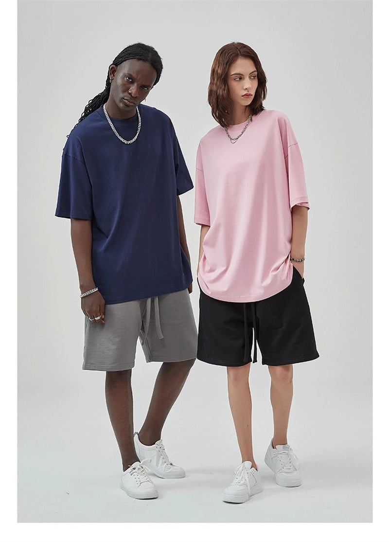 ZODF 2025 Spring Summer Men Solid 100% Cotton T-Shirts Unisex Women Loose 230gsm Noshrink Basic T Shirt Brand Tops HY0151