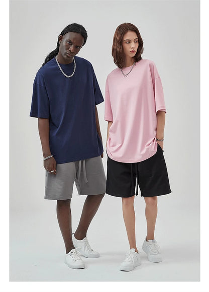 ZODF 2025 Spring Summer Men Solid 100% Cotton T-Shirts Unisex Women Loose 230gsm Noshrink Basic T Shirt Brand Tops HY0151