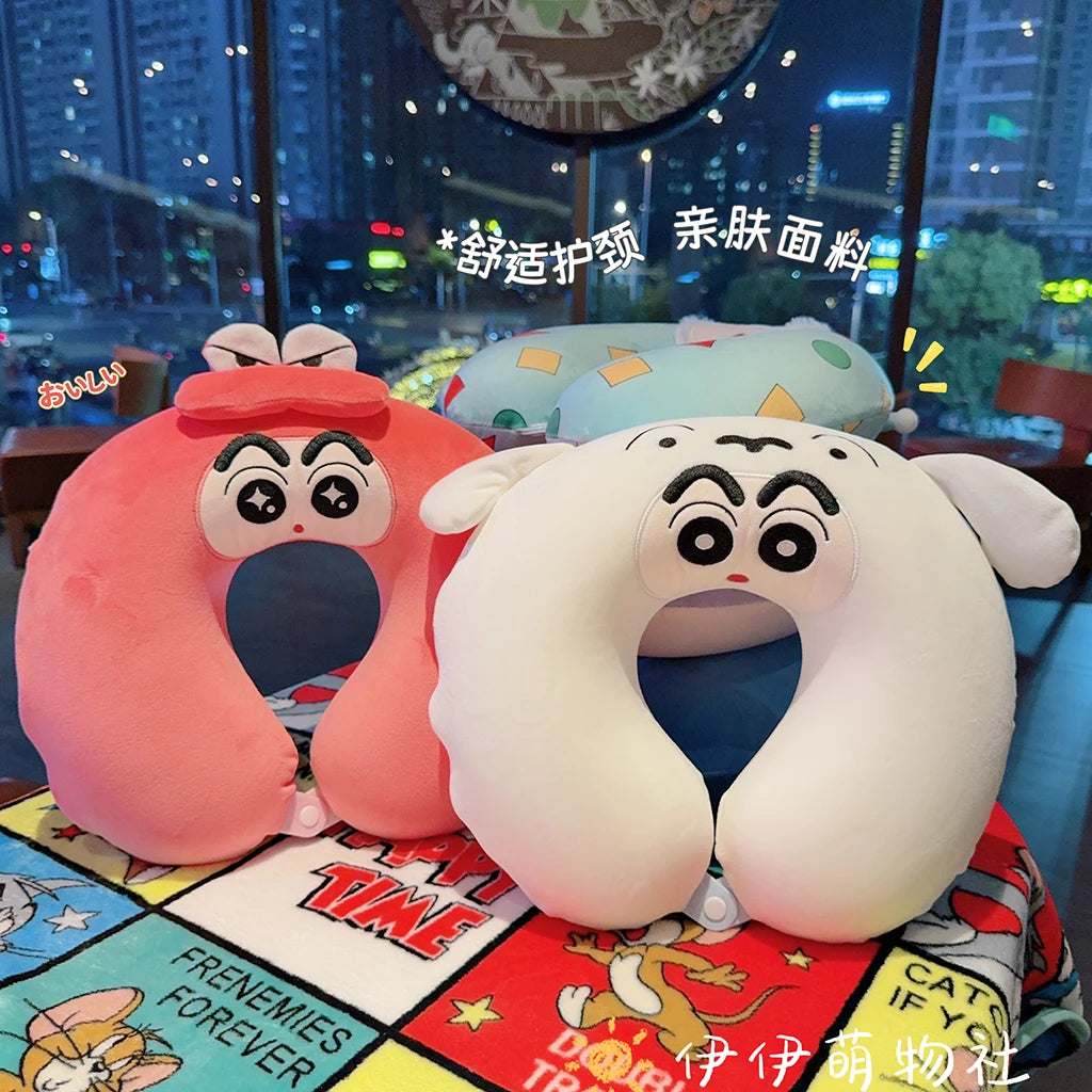 Memory Foam Cartoon Crayon Shin Chan U-shaped Pillow Travel Portable Neck Pillow Office Slow Rebound Napping Pillow Washable