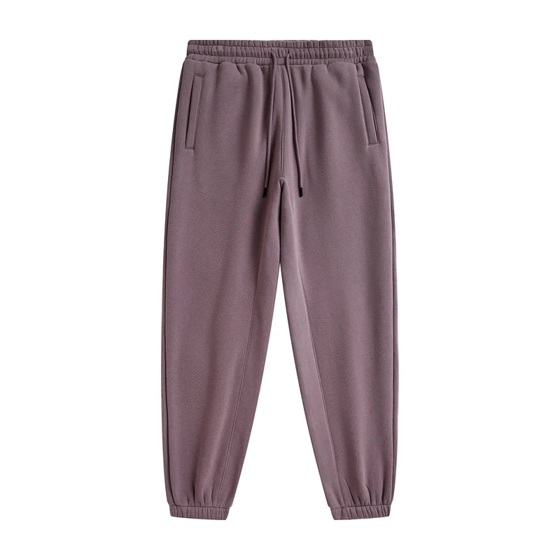 ZODF Unisex 345gsm Fleece Sweatpants Loose Fit Retro Hip Hop Winter Joggers HY0005 - Haze Purple / S / China Mainland