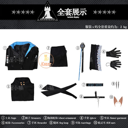 Arknights Aefanyl Logos Cosplay Costume Wig Uniform Earrings Ears Rhodes Island Elite Operator Halloween Party Women Men iCoser