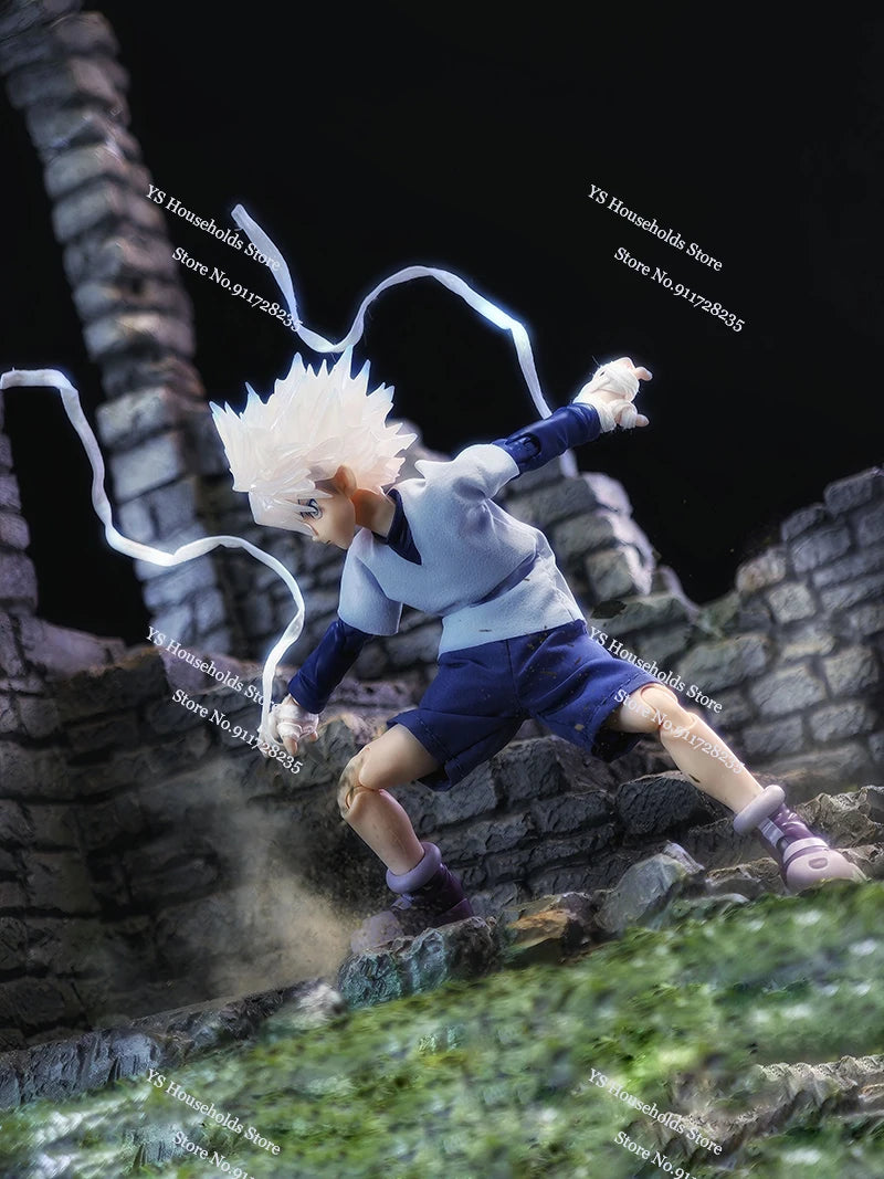 1/12 Killua Zoldyck Anime Boy Figure Mini T-shirt Shorts White Cloth Belt Clothes Toys Accessory For Hunter Shf 6inch Soldier