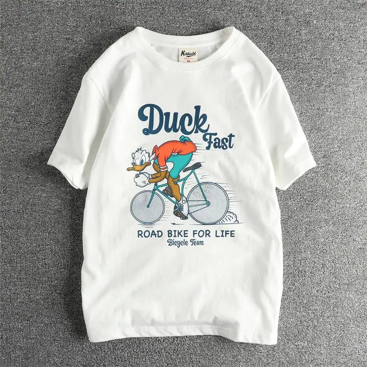 Summer New American Retro Short-sleeved O-neck Letter Printed T-shirt Men's Fashion Simple 100% Cotton Washed Casual Sport Tops