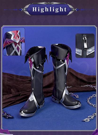 Flins Durin Cosplay Shoes Game Genshin Impact DokiDoki-SR Men Short Long Black Boots Kyryll Chudomirovich Halloween Cosplay