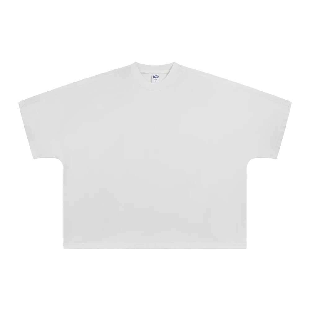 ZODF Trendy 2025 Summer Men’s 275gsm Cotton Seamless Oversized O-Neck Casual T-Shirt HY1030 - WHITE / XL / China