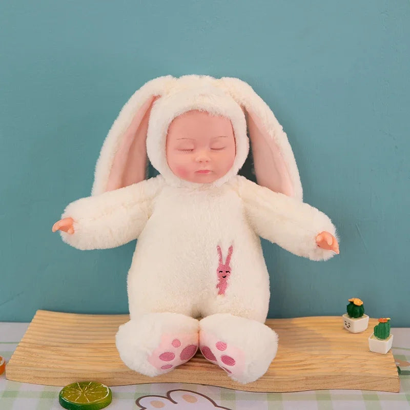 Lifelike Reborn Baby Dolls Soft Body Realistic Newborn Dolls Sleeping Girl Dolls Stuffed Toy Easter Stuffed Animal Bunny Rabbit