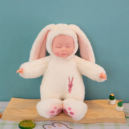 Lifelike Reborn Baby Dolls Soft Body Realistic Newborn Dolls Sleeping Girl Dolls Stuffed Toy Easter Stuffed Animal Bunny Rabbit