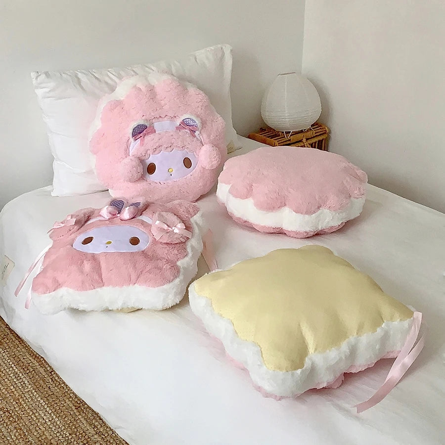 Sanrio Thickened Back Cushion Pink My Melody Throw Pillow Sofa Bed Home Decor Sweet Seat Cushion Floor Gifts Girl