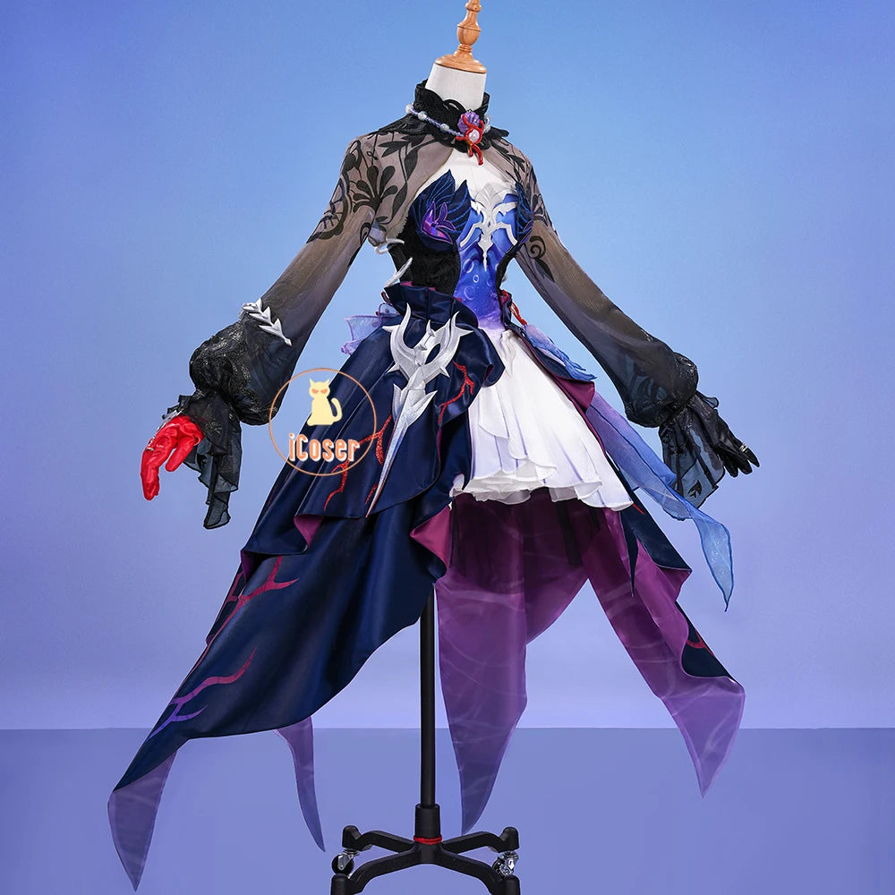 Honkai Star Rail Hysilens Cosplay Costume Wig Dress Headwear Amphoreus Festival Halloween Party for Women Girls Cos Props iCoser