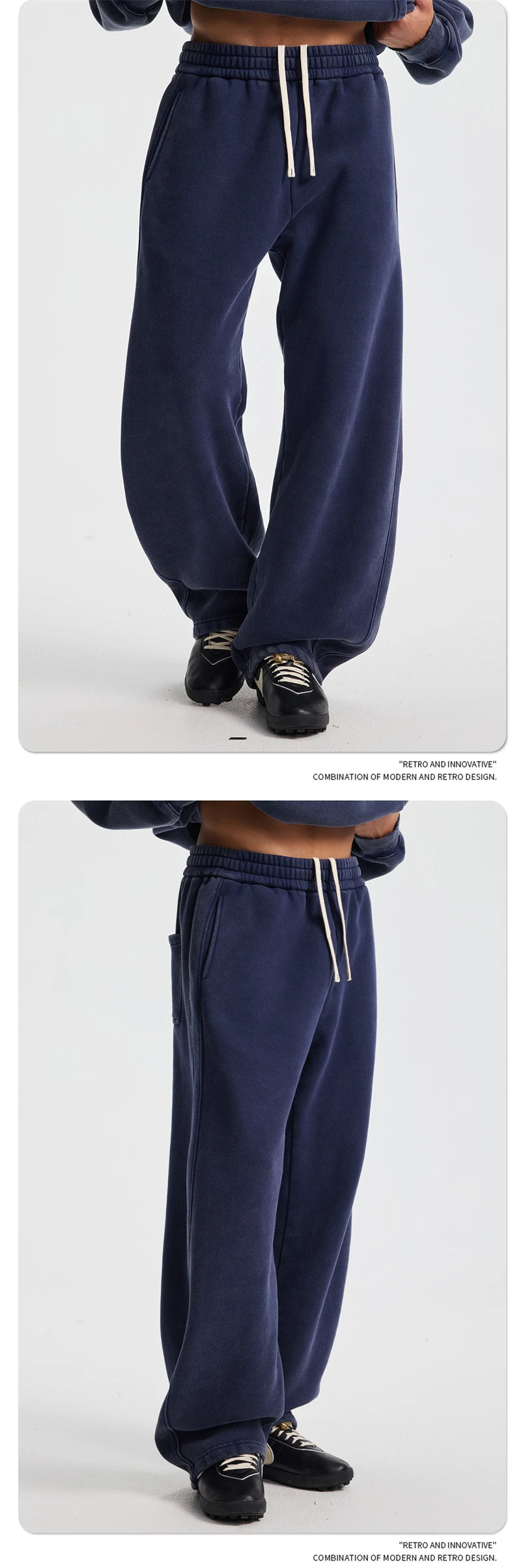 ZODF New 2025 Winter Batik Washed Man Fleece Pants Unisex High Street Distressed Thick Warm Straight Trousers Sweatpants HY1166