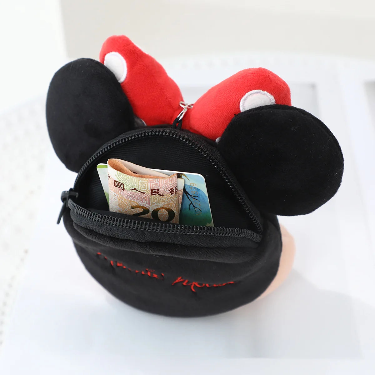 Cartoon Minnie Mouse Coin Purse Bag Pendant Plush Toy Mickey Lovely Earphone Storage Bag Kawaii Stuffed Anime Doll Gifts Girl
