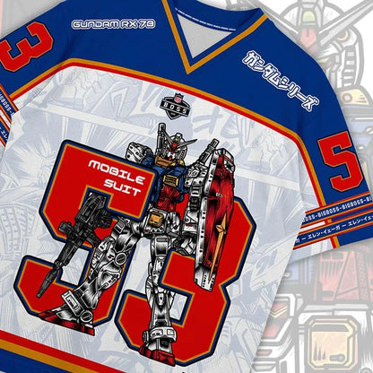 53 Jersey Gundam RX78 Anime Mecha  Y2k Korean Style Kpop Baseball Hockey T-shirt Fashion Streetwear Anime Daily Unisex Tops Tees