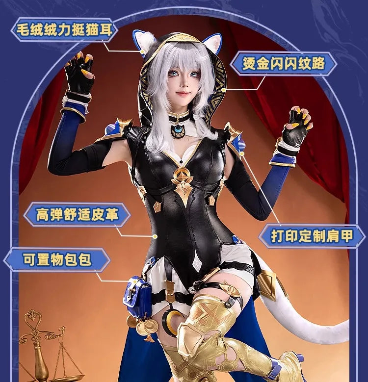 iCoser Honkai Star Rail Cipher Cosplay Costume Wig Bodysuit Uniform Cifera Tail Halloween Party for Women Girls Festival Props