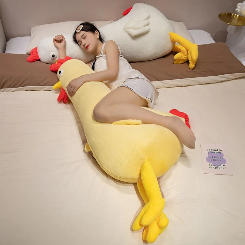 60-140cm Large Stuffed Animal Plush Pillow Yellow Chicken Plushies Huge Soft Plush Toy Huggable Chicken Sleep Pillow Cushions