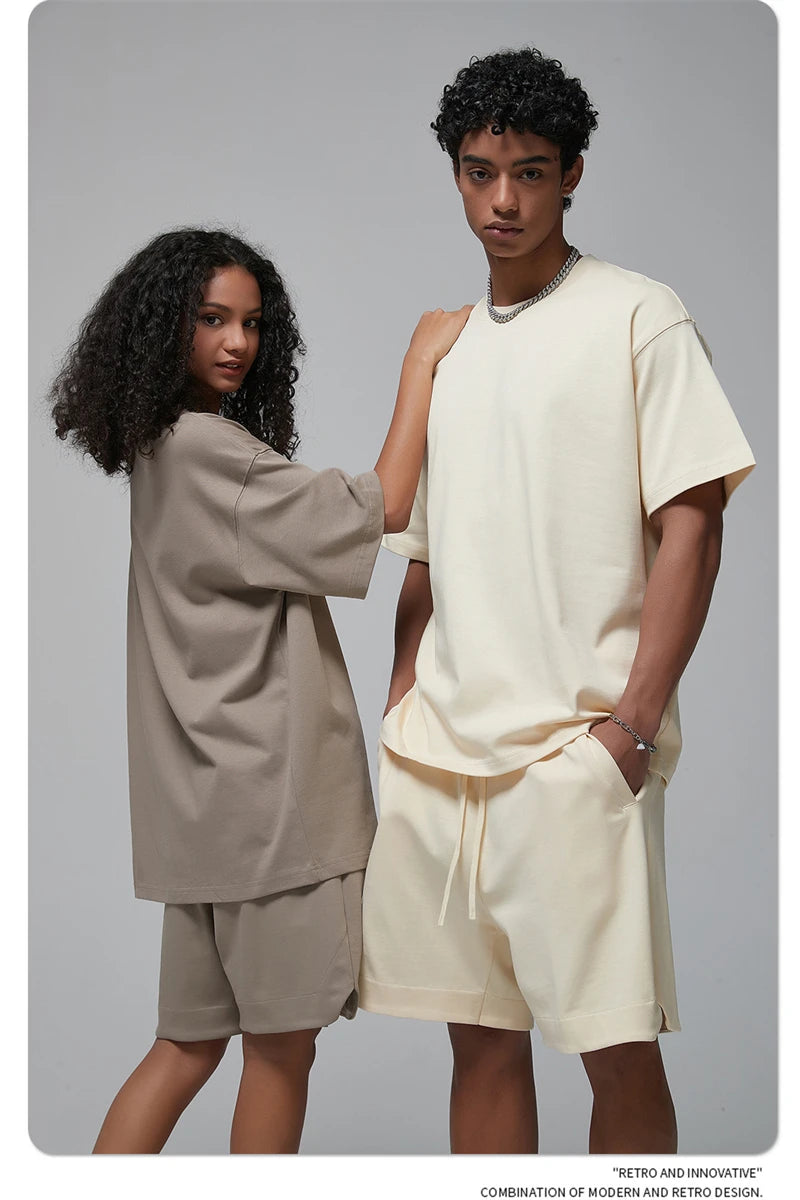 ZODF New Spring Summer Men 305gsm Cotton T Shirts Unisex Heavy Weight Oversized FG Noshrink Basic Solid T-Shirt Tees HY0165