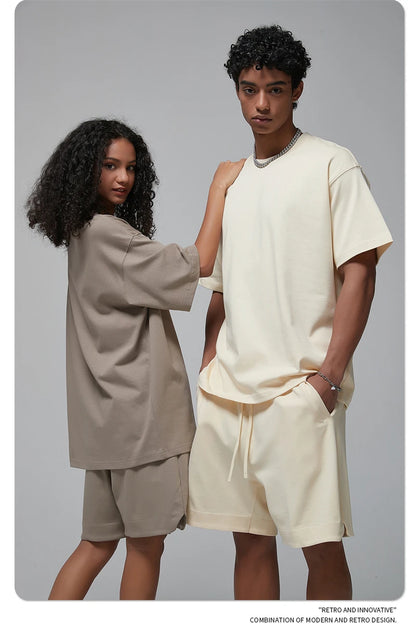 ZODF New Spring Summer Men 305gsm Cotton T Shirts Unisex Heavy Weight Oversized FG Noshrink Basic Solid T-Shirt Tees HY0165