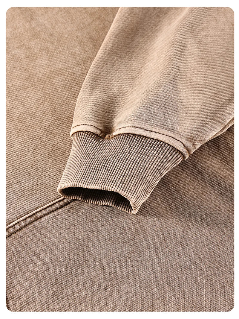 ZODF Autumn Winter Men 420gsm Heavyweight Washed Cotton Hoodie Streetwear Sweatshirt HY0307
