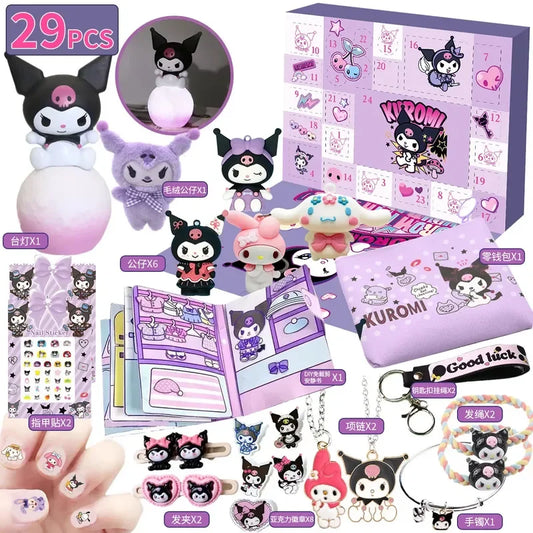 New Sanrio Hellokitty Kuromi Anime Christmas Calendar Advent Blind Boxs Halloween Countdown Diy Handmade Toys Gift For Kids Toys