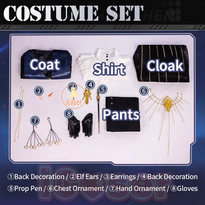 Arknights Aefanyl Logos Cosplay Costume Wig Uniform Earrings Radiant Serenity Ambience Synesthesia Halloween Party for Women Men