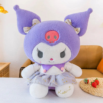 New White Gold Series Kuromi Plush Toy My Melody Sleeping Pillow Cute Stuffed Animal for Kids Birthday Christmas Gift for Girls