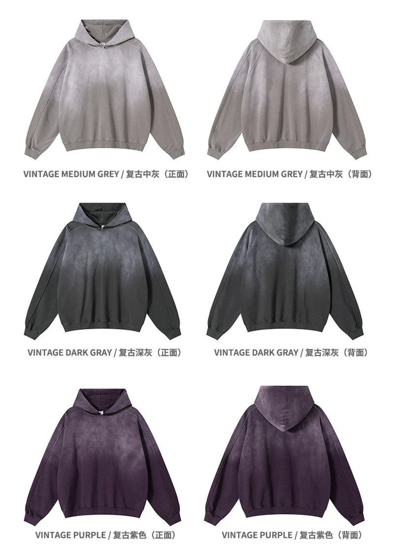 ZODF Retro Winter 370gsm Monkey Washed Hoodies For Man Unisex Oversized Off Shoulder 100% Cotton Hooded Coats Pullovers HY1136