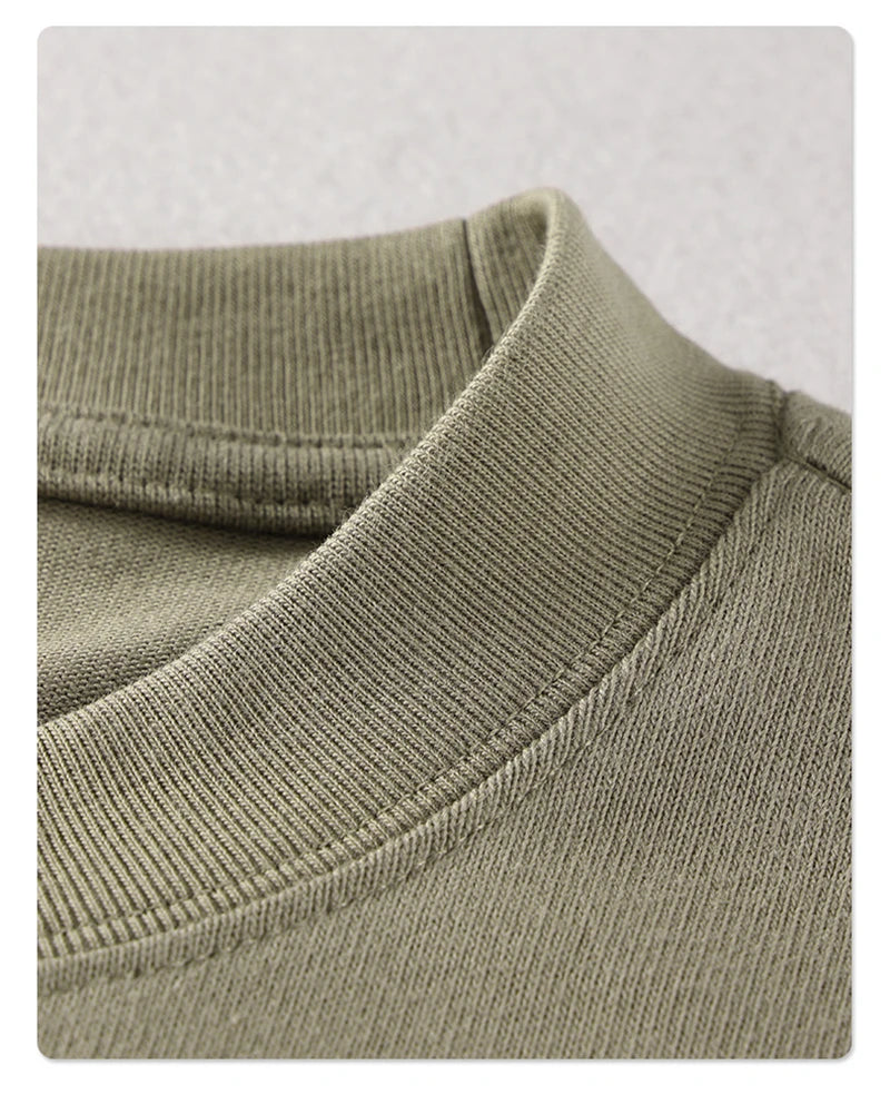 ZODF Summer Men 100% Cotton Solid Oversized Heavyweight 305gsm No-Shrink T-Shirt HY0165