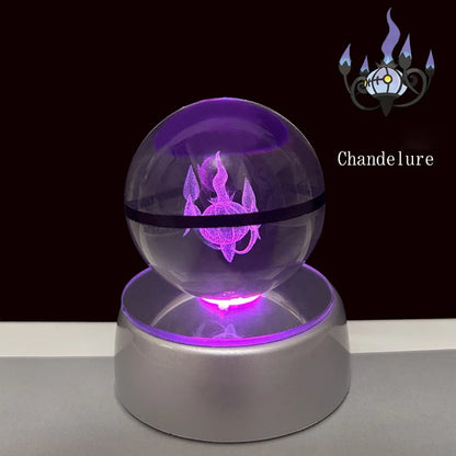 Pokemon 3D Crystal Ball Glastrier Charizard Eternatus Froakie Anime Game Pokeball Led Night Light Base Birthday Gift Home Decora