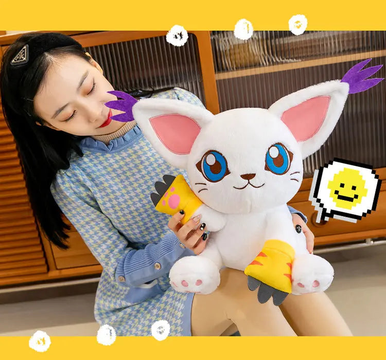 40-80CM Large Big Size Gatomon Plushies Tailmon Peluche Cartoon Anime Plush Comfortable Soft Doll Children's Ornament Toy Gifts