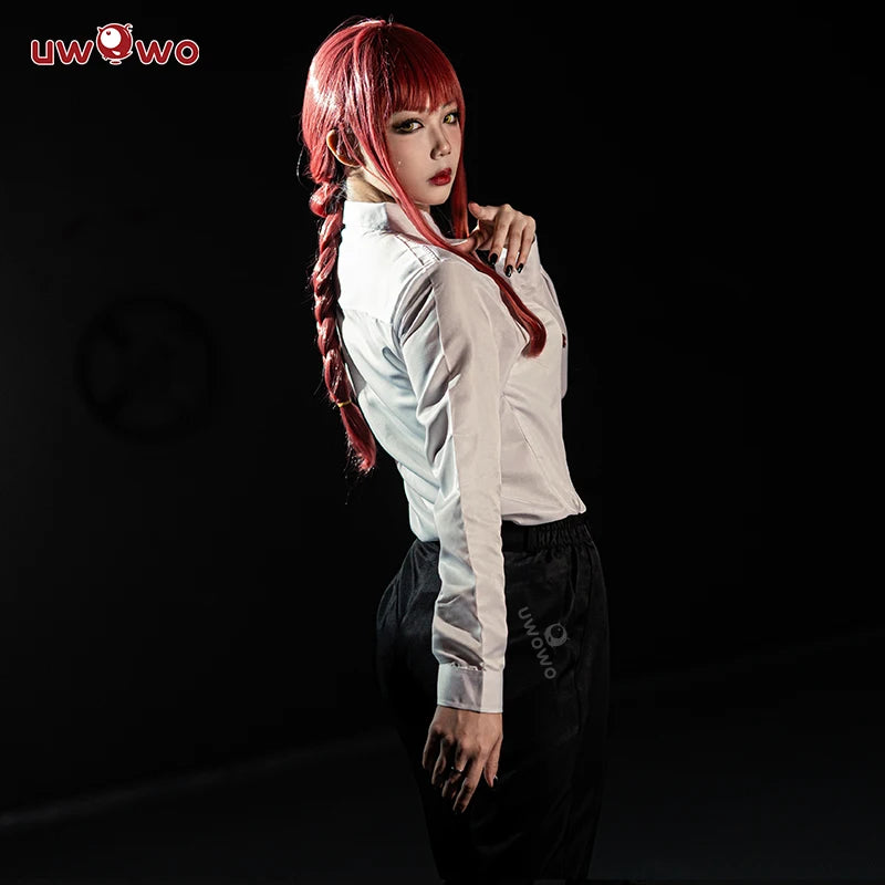 UWOWO Makimaa Cosplay Anime Makimaa Cosplay Costume Black Trench Shirt Tie Pants Men Women Suit Uniform