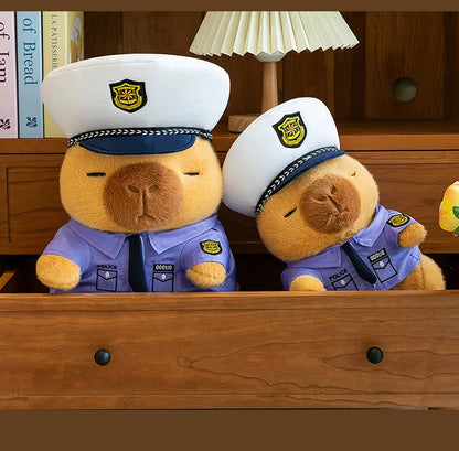 New Kawaii 50cm Plush Toy Capybara Police Stuffed Animal Pillow Cute Plush Doll for Kids Birthday Christmas Gift