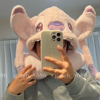 Cartoon Angel Travel Neck Pillow Car Neck Hooded Pillow U-Shaped Portable Blackout Nap Pillow Adjustable Traveling Neck Pillow