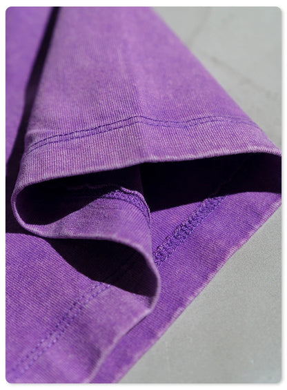 ZODF New Summer Men Washed Batik Cotton T Shirts Unisex American Retro High Street 270gsm Short Sleeve Tees Streetwear HY0489