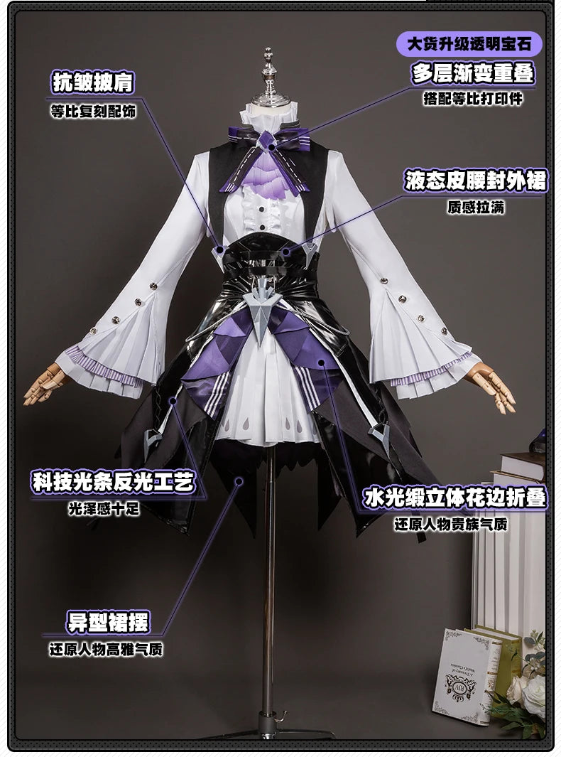 Zenless Zone Zero Vivian Cosplay Costume Wig Dress Uniform Headwear Mockingbird Carnival Halloween Party for Women Girls Props